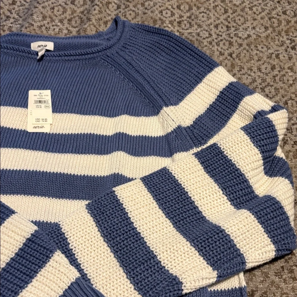 💕NWT! Aerie Blue and Cream Striped Sweater - Picture 5 of 8